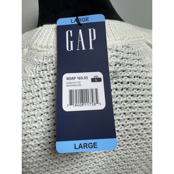 Gap Women’s Textured Sweater Sz L Marshmallow Loose Knit New Split Side - Picture 6 of 11